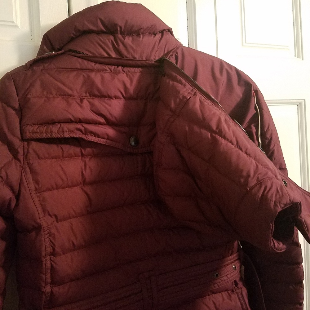 Burberry Brit Long Puffer Jacket Burgandy XS - Picture 7 of 8